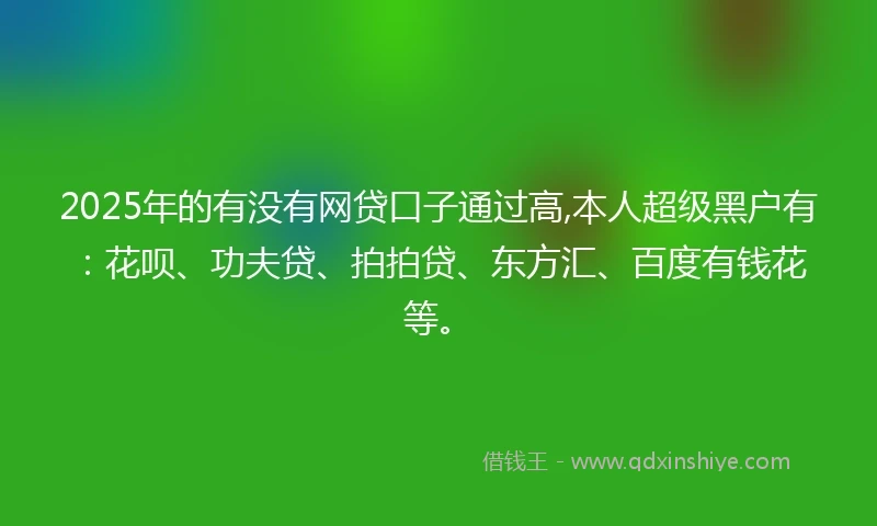 2025年的有没有网贷口子通过高,本人超级黑户有：花呗、功夫贷、拍拍贷、东方汇、百度有钱花等。