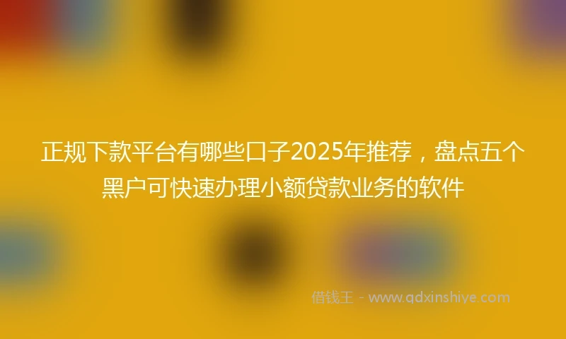 正规下款平台有哪些口子2025年推荐，盘点五个黑户可快速办理小额贷款业务的软件