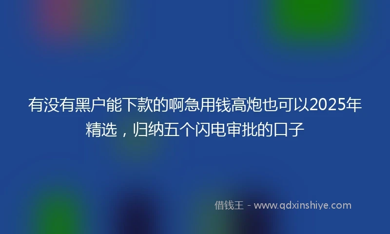 有没有黑户能下款的啊急用钱高炮也可以2025年精选，归纳五个闪电审批的口子