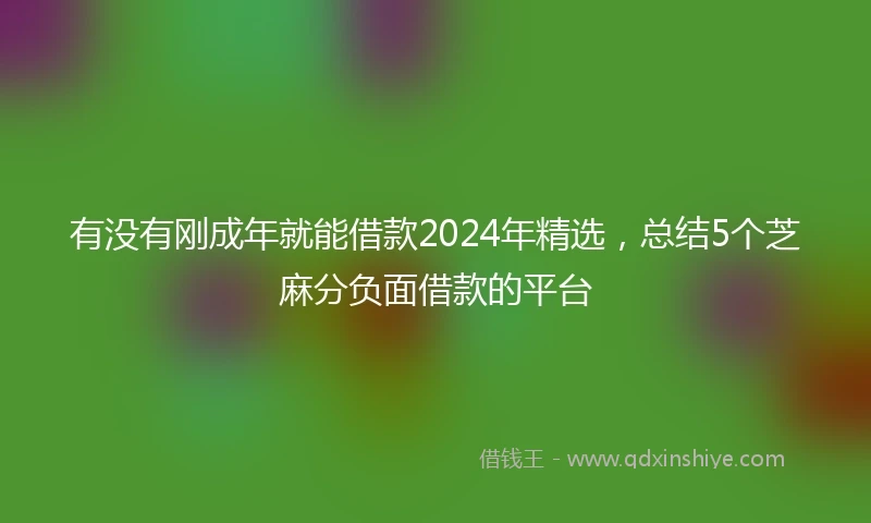 有没有刚成年就能借款2024年精选，总结5个芝麻分负面借款的平台