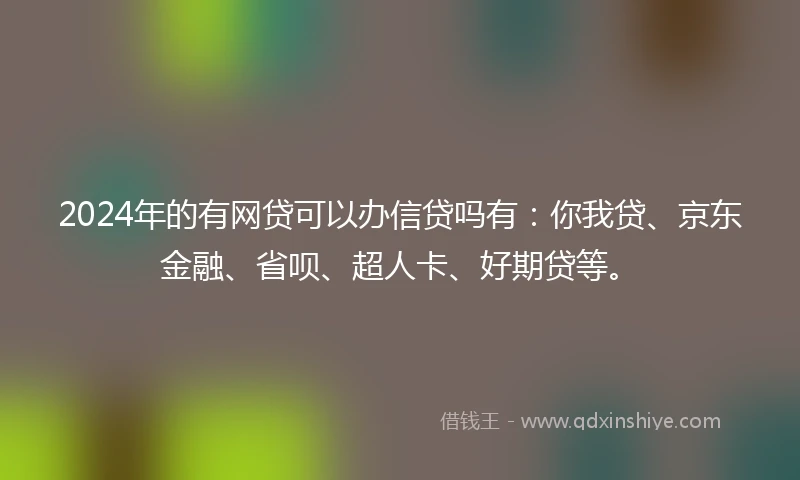2024年的有网贷可以办信贷吗有：你我贷、京东金融、省呗、超人卡、好期贷等。