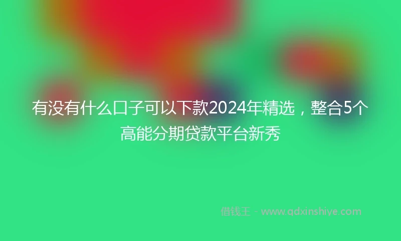 有没有什么口子可以下款2024年精选，整合5个高能分期贷款平台新秀