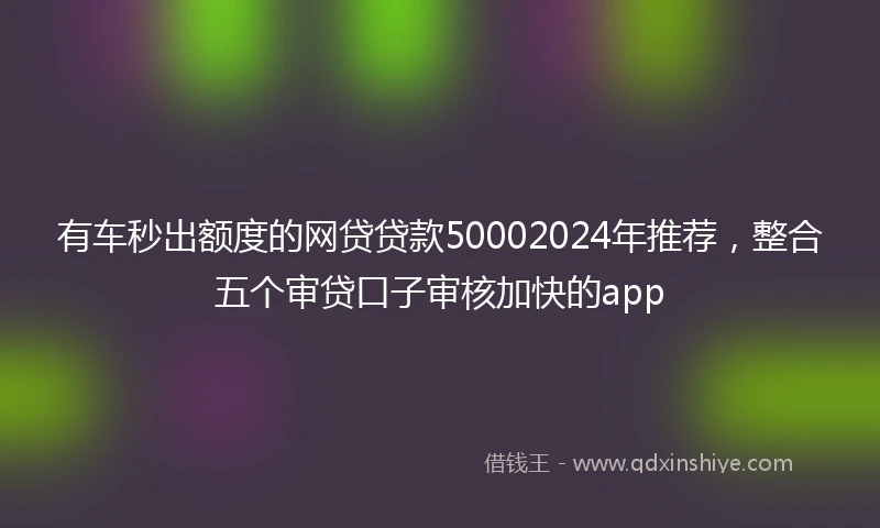 有车秒出额度的网贷贷款50002024年推荐，整合五个审贷口子审核加快的app