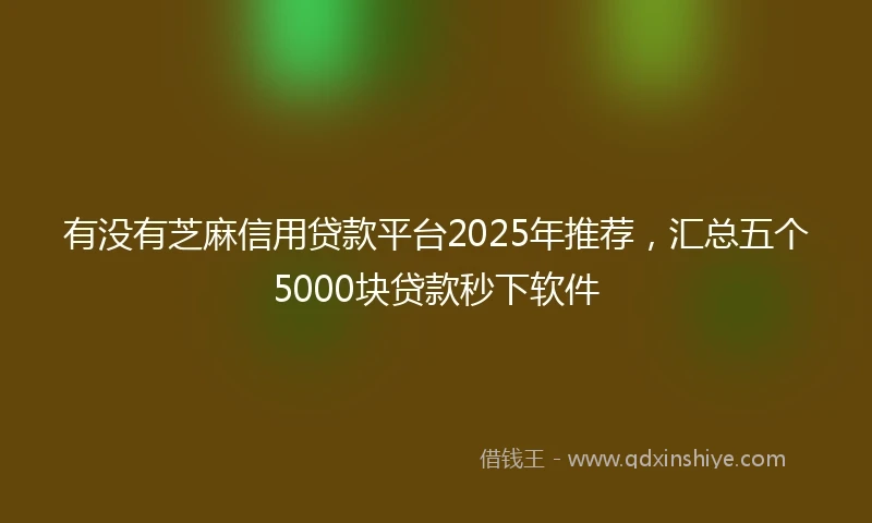 有没有芝麻信用贷款平台2025年推荐，汇总五个5000块贷款秒下软件