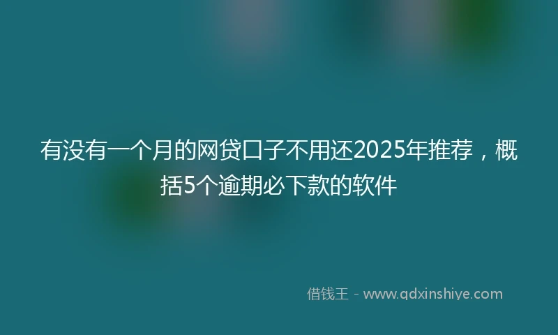 有没有一个月的网贷口子不用还2025年推荐，概括5个逾期必下款的软件
