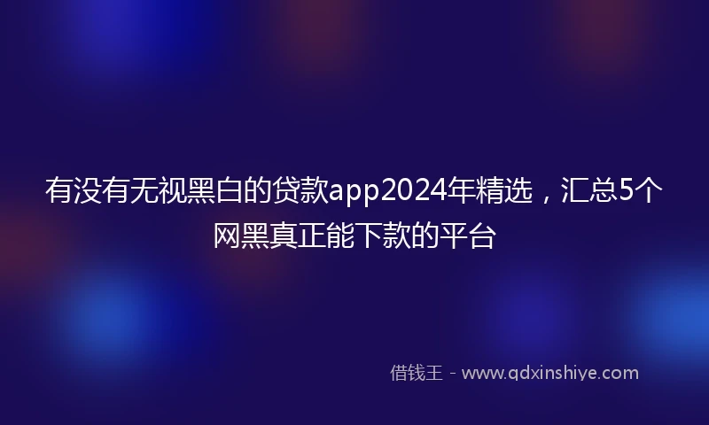 有没有无视黑白的贷款app2024年精选，汇总5个网黑真正能下款的平台