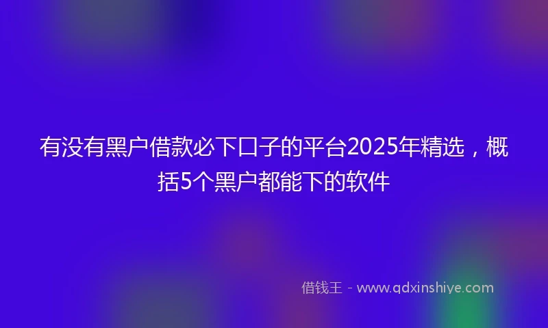 有没有黑户借款必下口子的平台2025年精选，概括5个黑户都能下的软件