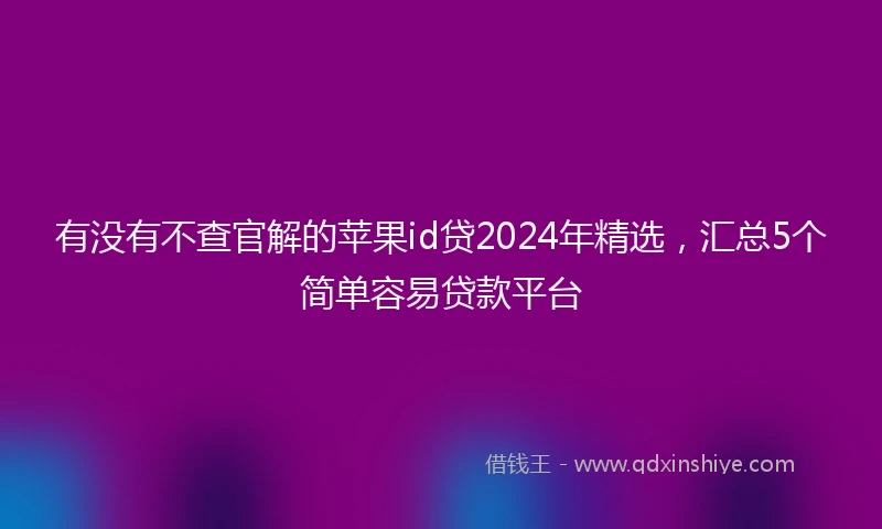 有没有不查官解的苹果id贷2024年精选，汇总5个简单容易贷款平台