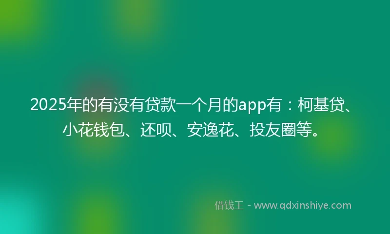 2025年的有没有贷款一个月的app有：柯基贷、小花钱包、还呗、安逸花、投友圈等。