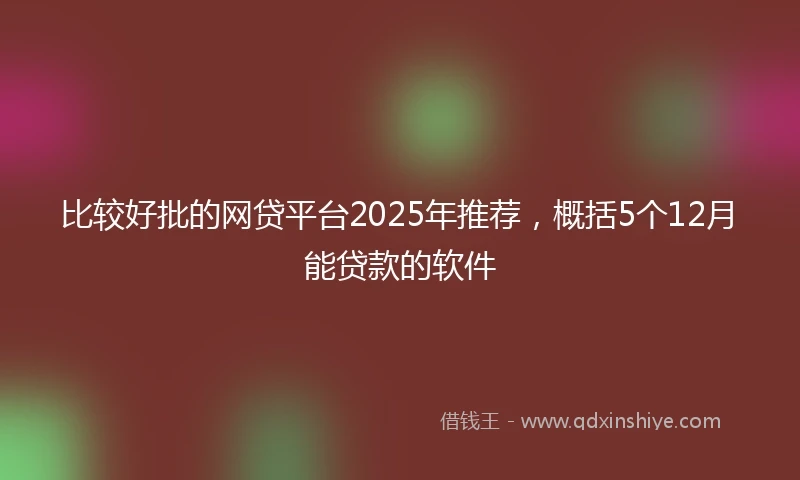 比较好批的网贷平台2025年推荐，概括5个12月能贷款的软件