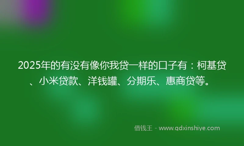 2025年的有没有像你我贷一样的口子有：柯基贷、小米贷款、洋钱罐、分期乐、惠商贷等。