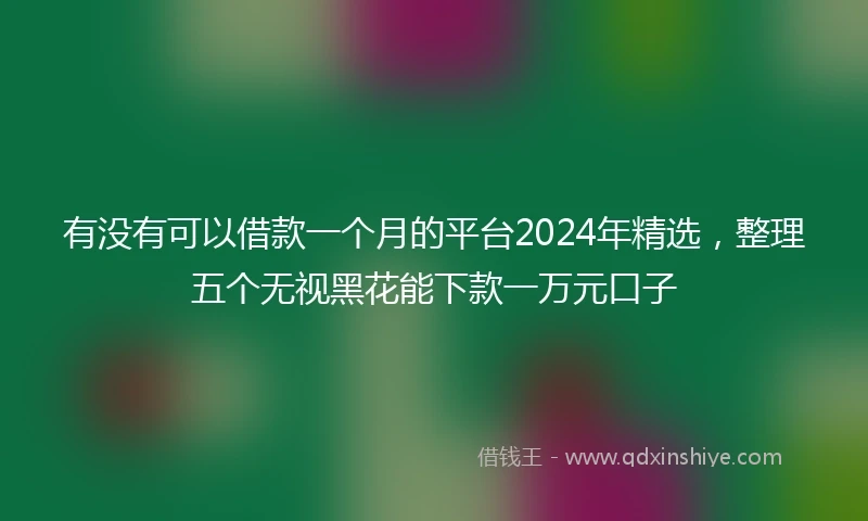 有没有可以借款一个月的平台2024年精选，整理五个无视黑花能下款一万元口子