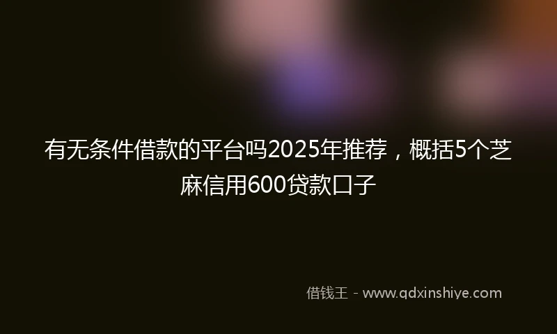 有无条件借款的平台吗2025年推荐，概括5个芝麻信用600贷款口子