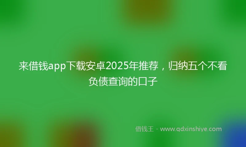来借钱app下载安卓2025年推荐，归纳五个不看负债查询的口子