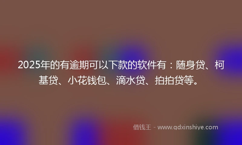 2025年的有逾期可以下款的软件有：随身贷、柯基贷、小花钱包、滴水贷、拍拍贷等。