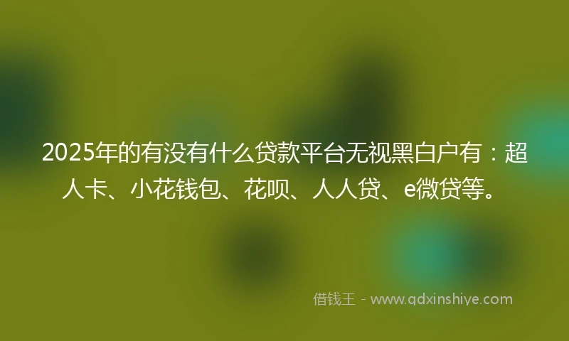 2025年的有没有什么贷款平台无视黑白户有：超人卡、小花钱包、花呗、人人贷、e微贷等。