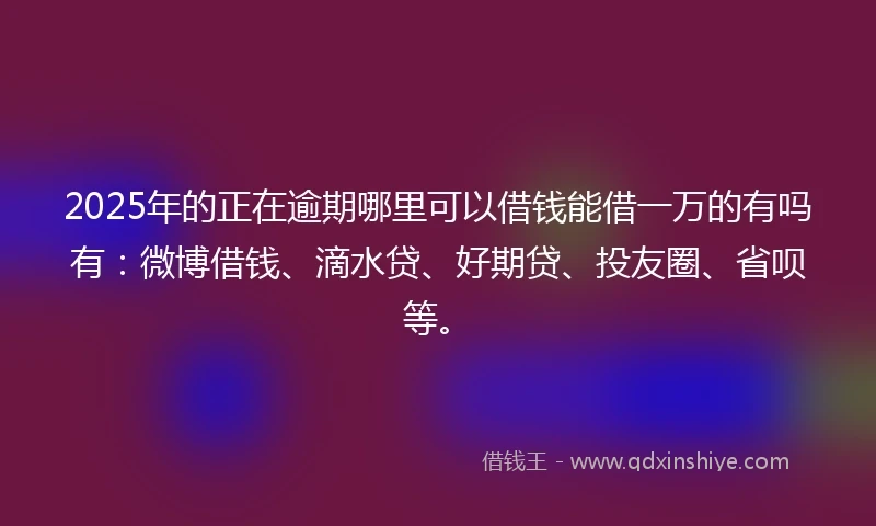 2025年的正在逾期哪里可以借钱能借一万的有吗有：微博借钱、滴水贷、好期贷、投友圈、省呗等。