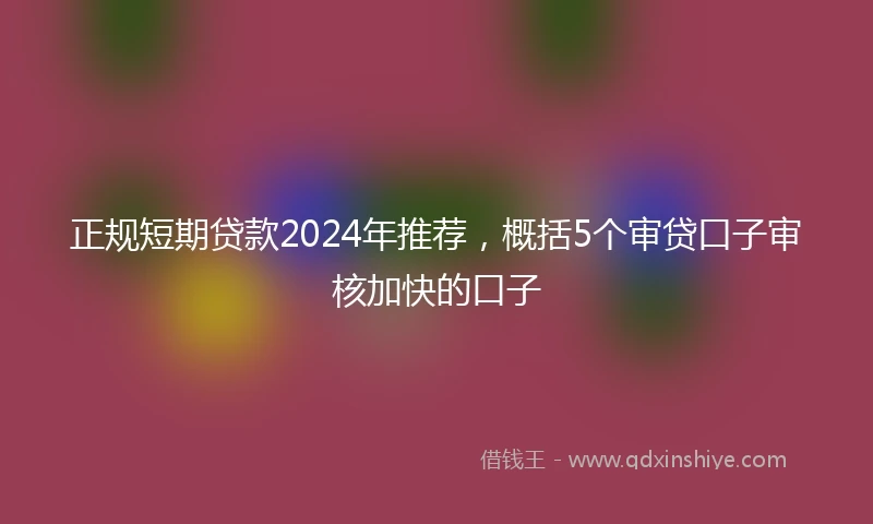 正规短期贷款2024年推荐，概括5个审贷口子审核加快的口子