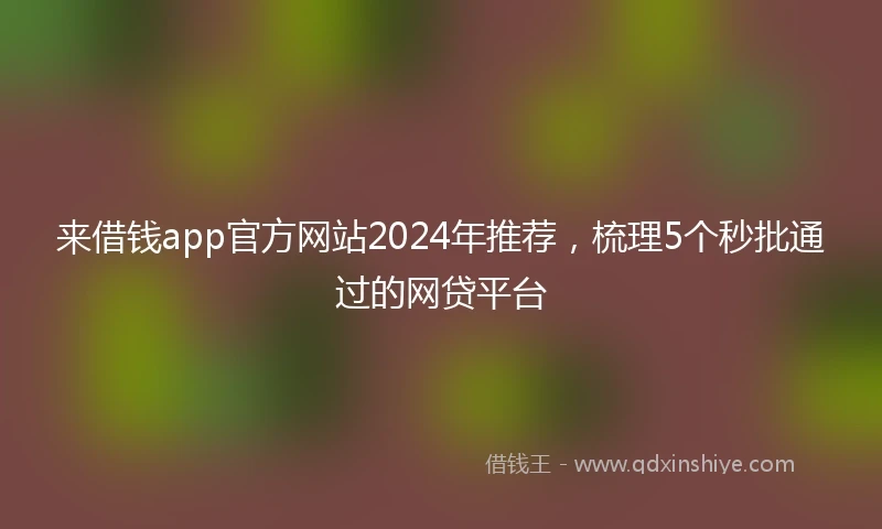 来借钱app官方网站2024年推荐，梳理5个秒批通过的网贷平台