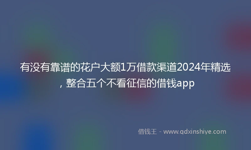 有没有靠谱的花户大额1万借款渠道2024年精选，整合五个不看征信的借钱app