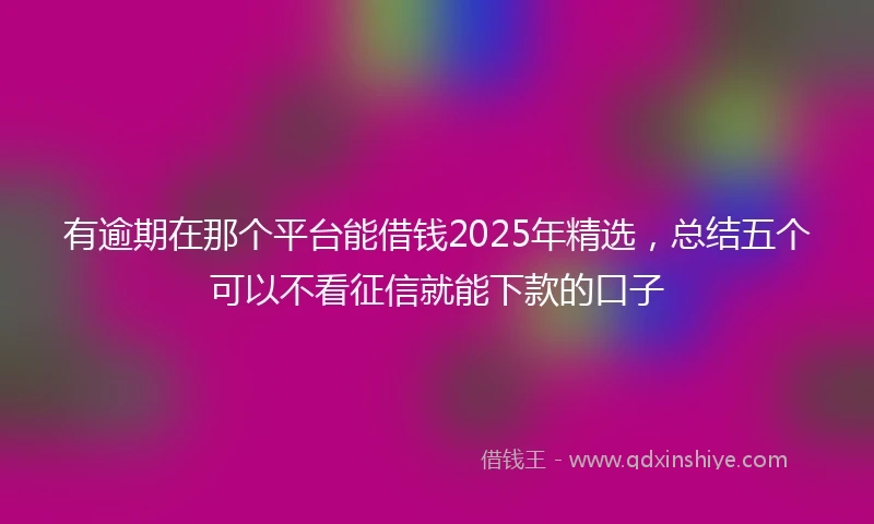 有逾期在那个平台能借钱2025年精选，总结五个可以不看征信就能下款的口子