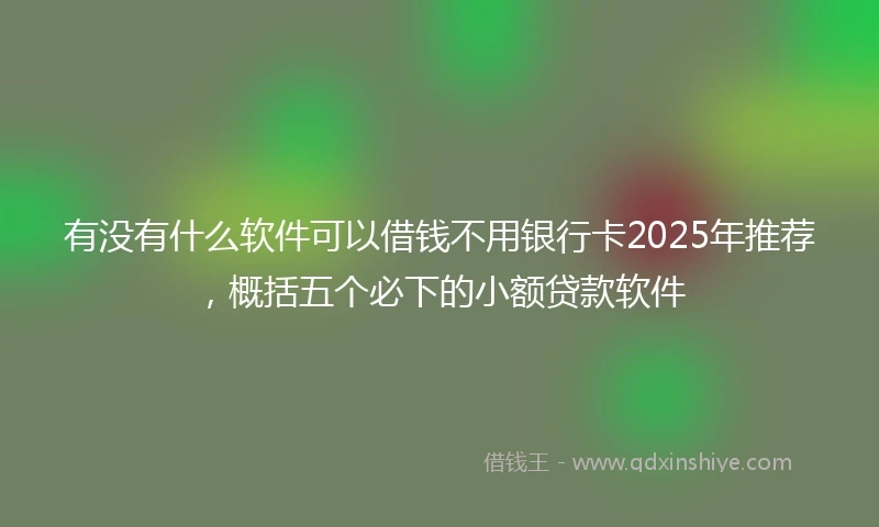 有没有什么软件可以借钱不用银行卡2025年推荐，概括五个必下的小额贷款软件