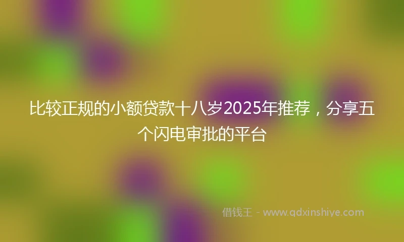 比较正规的小额贷款十八岁2025年推荐，分享五个闪电审批的平台