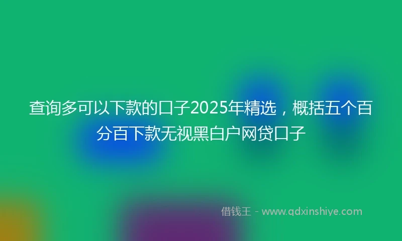 查询多可以下款的口子2025年精选，概括五个百分百下款无视黑白户网贷口子