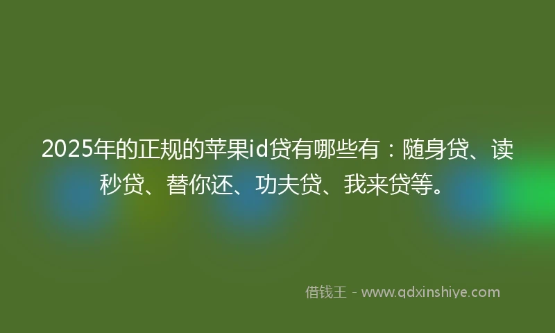2025年的正规的苹果id贷有哪些有：随身贷、读秒贷、替你还、功夫贷、我来贷等。