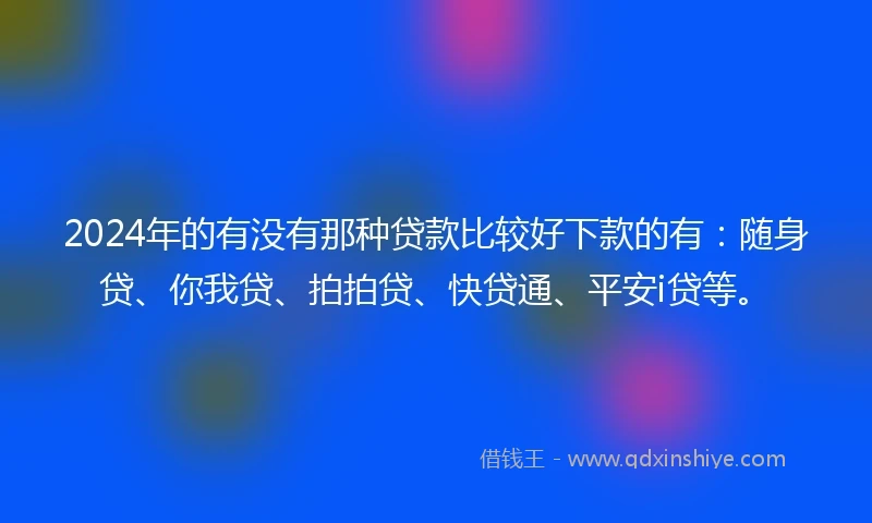 2024年的有没有那种贷款比较好下款的有：随身贷、你我贷、拍拍贷、快贷通、平安i贷等。