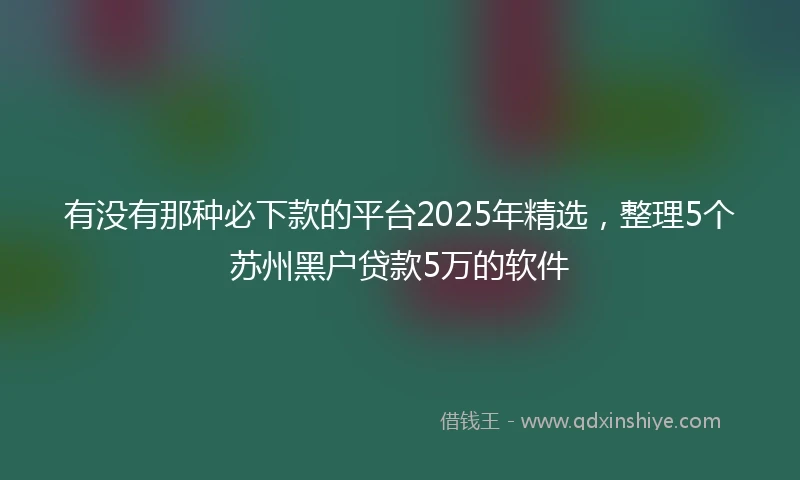 有没有那种必下款的平台2025年精选，整理5个苏州黑户贷款5万的软件