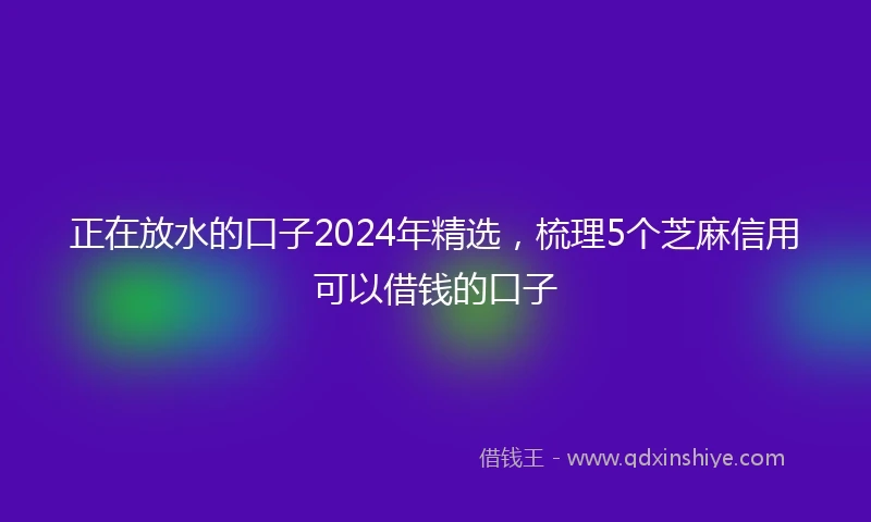 正在放水的口子2024年精选，梳理5个芝麻信用可以借钱的口子