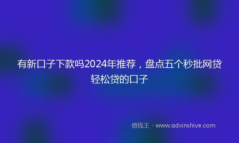 有新口子下款吗2024年推荐，盘点五个秒批网贷轻松贷的口子