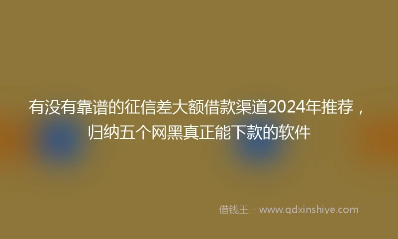 有没有靠谱的征信差大额借款渠道2024年推荐，归纳五个网黑真正能下款的软件