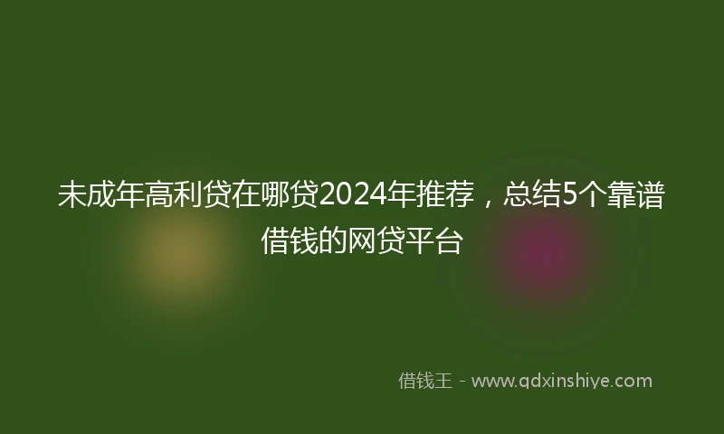 未成年高利贷在哪贷2024年推荐，总结5个靠谱借钱的网贷平台