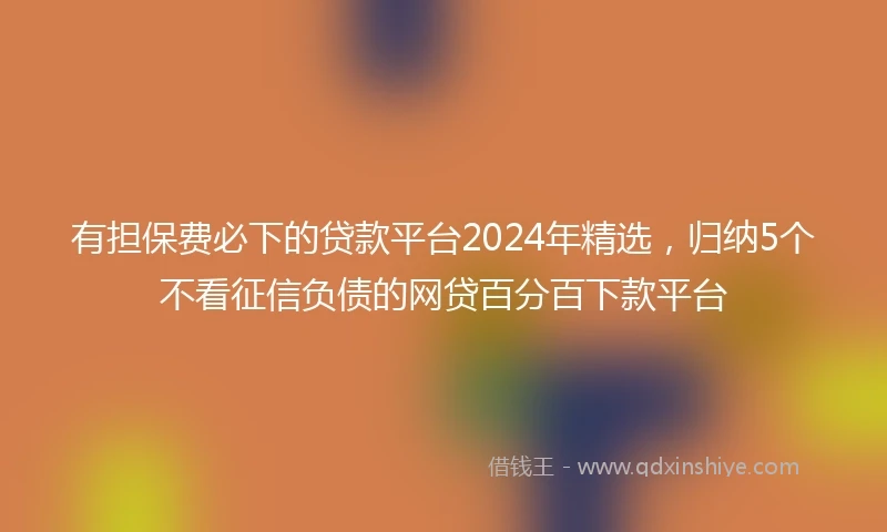 有担保费必下的贷款平台2024年精选，归纳5个不看征信负债的网贷百分百下款平台