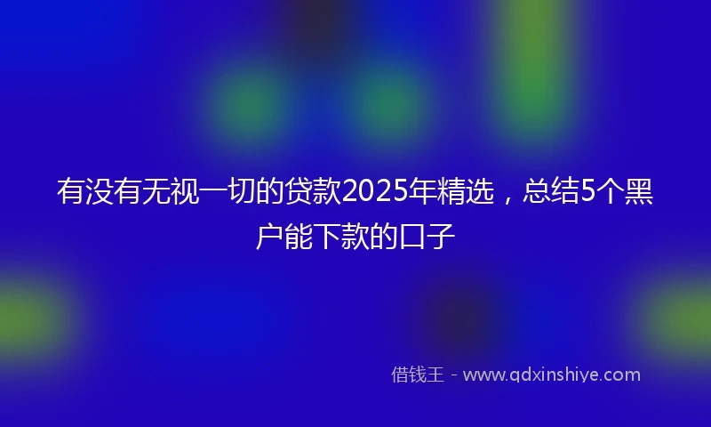 有没有无视一切的贷款2025年精选，总结5个黑户能下款的口子