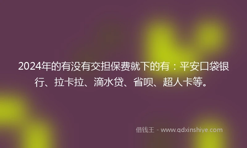2024年的有没有交担保费就下的有：平安口袋银行、拉卡拉、滴水贷、省呗、超人卡等。
