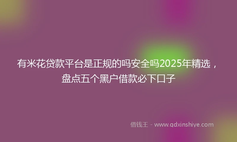 有米花贷款平台是正规的吗安全吗2025年精选，盘点五个黑户借款必下口子