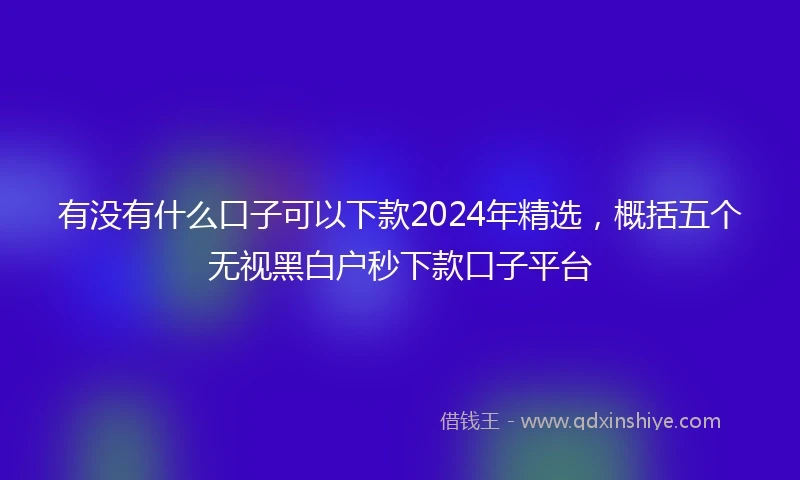 有没有什么口子可以下款2024年精选，概括五个无视黑白户秒下款口子平台