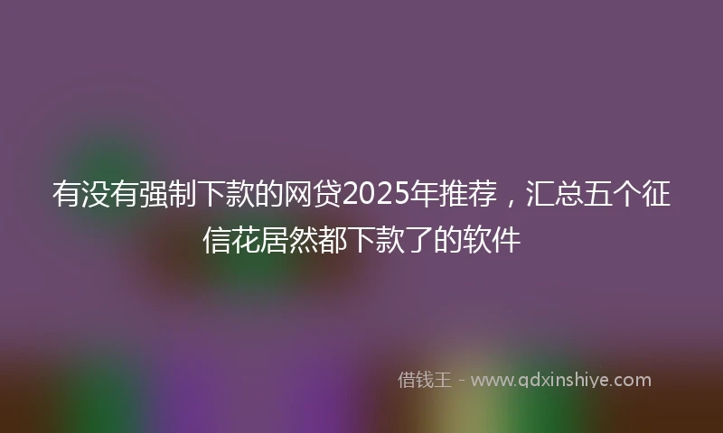 有没有强制下款的网贷2025年推荐，汇总五个征信花居然都下款了的软件