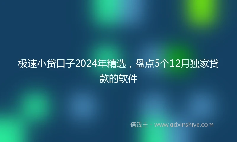极速小贷口子2024年精选，盘点5个12月独家贷款的软件