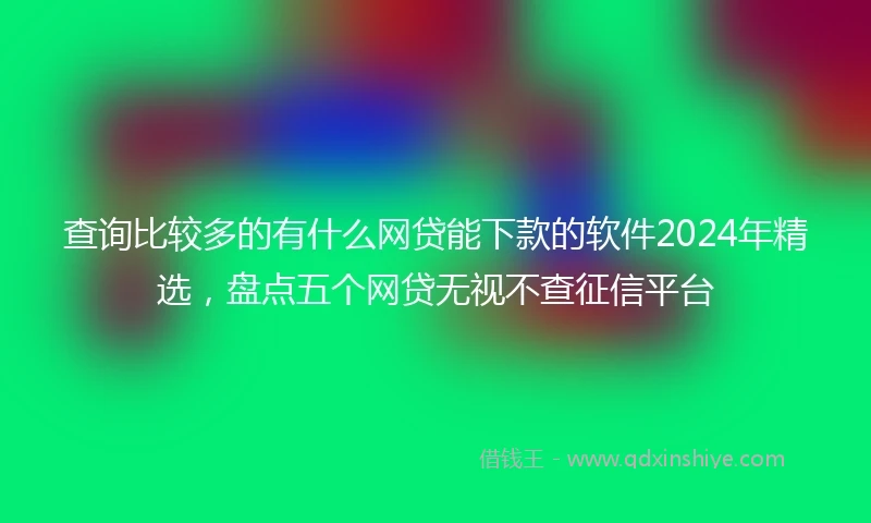 查询比较多的有什么网贷能下款的软件2024年精选，盘点五个网贷无视不查征信平台