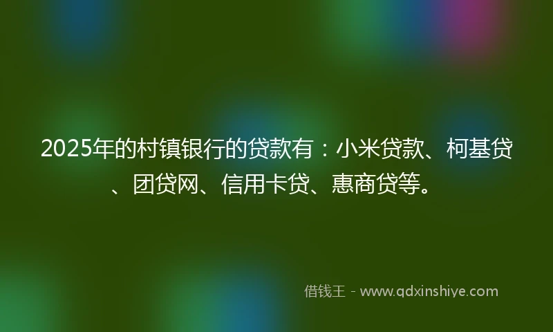 2025年的村镇银行的贷款有：小米贷款、柯基贷、团贷网、信用卡贷、惠商贷等。