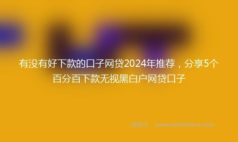 有没有好下款的口子网贷2024年推荐，分享5个百分百下款无视黑白户网贷口子