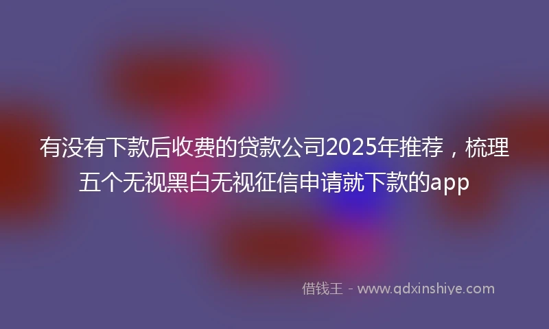 有没有下款后收费的贷款公司2025年推荐，梳理五个无视黑白无视征信申请就下款的app