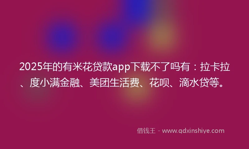 2025年的有米花贷款app下载不了吗有：拉卡拉、度小满金融、美团生活费、花呗、滴水贷等。
