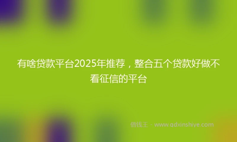 有啥贷款平台2025年推荐，整合五个贷款好做不看征信的平台