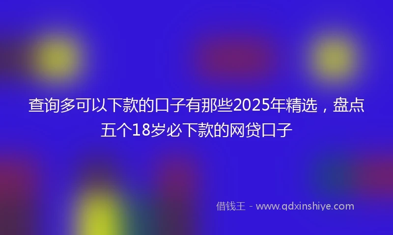 查询多可以下款的口子有那些2025年精选，盘点五个18岁必下款的网贷口子