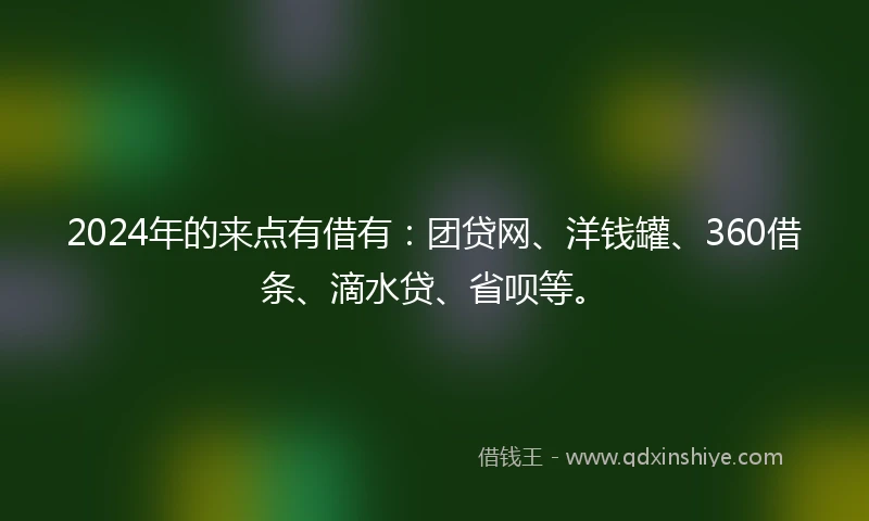 2024年的来点有借有：团贷网、洋钱罐、360借条、滴水贷、省呗等。